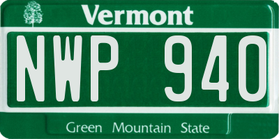VT license plate NWP940