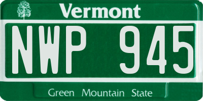 VT license plate NWP945