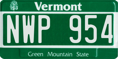 VT license plate NWP954
