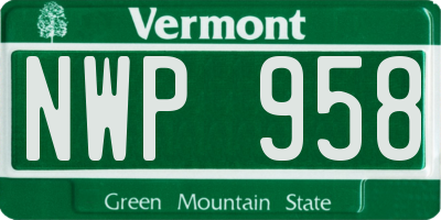 VT license plate NWP958