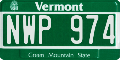 VT license plate NWP974