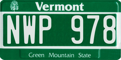 VT license plate NWP978