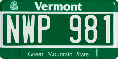VT license plate NWP981