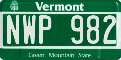 VT license plate NWP982