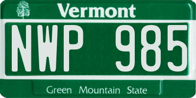 VT license plate NWP985
