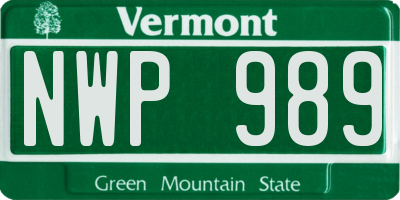 VT license plate NWP989