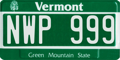 VT license plate NWP999