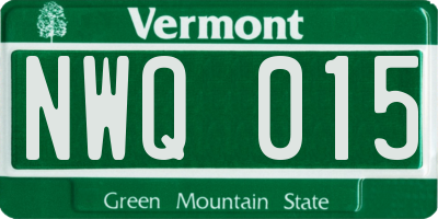 VT license plate NWQ015