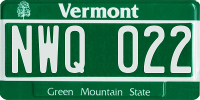 VT license plate NWQ022