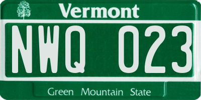 VT license plate NWQ023