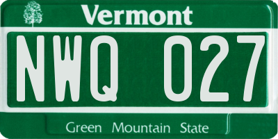 VT license plate NWQ027