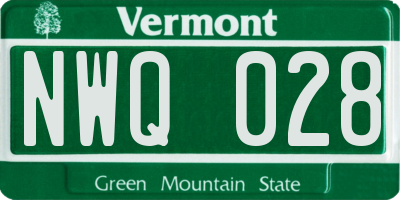 VT license plate NWQ028