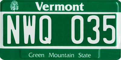 VT license plate NWQ035