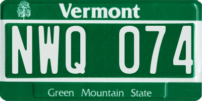 VT license plate NWQ074