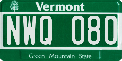 VT license plate NWQ080