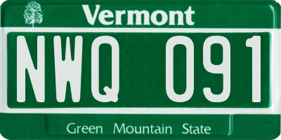 VT license plate NWQ091