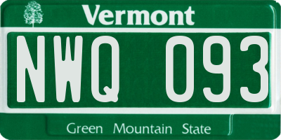 VT license plate NWQ093