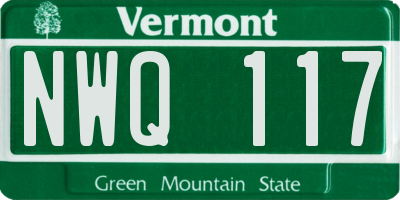 VT license plate NWQ117