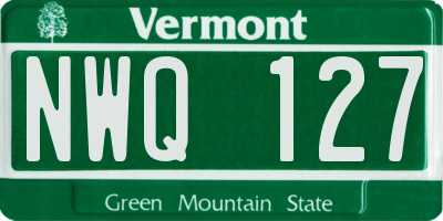 VT license plate NWQ127