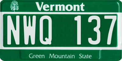 VT license plate NWQ137