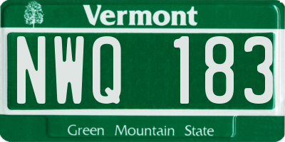VT license plate NWQ183