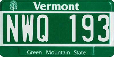 VT license plate NWQ193