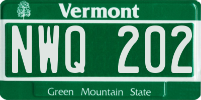 VT license plate NWQ202