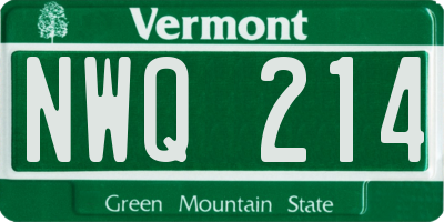 VT license plate NWQ214