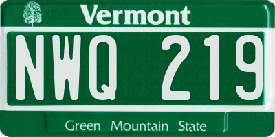 VT license plate NWQ219