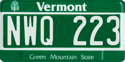 VT license plate NWQ223