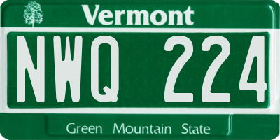 VT license plate NWQ224