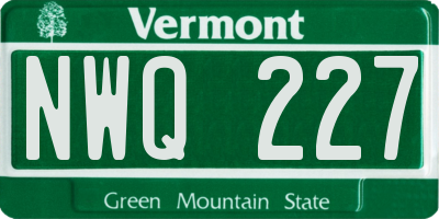 VT license plate NWQ227
