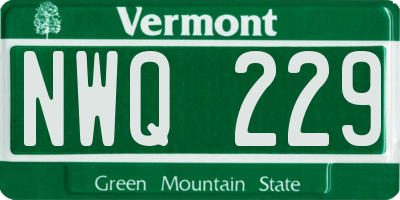 VT license plate NWQ229