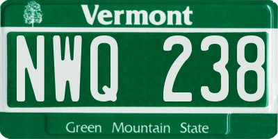 VT license plate NWQ238