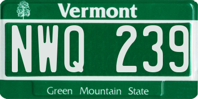 VT license plate NWQ239