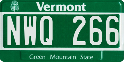 VT license plate NWQ266