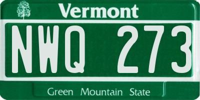 VT license plate NWQ273