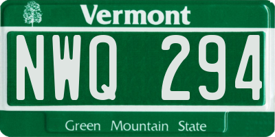 VT license plate NWQ294