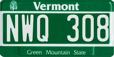 VT license plate NWQ308
