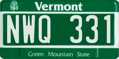 VT license plate NWQ331