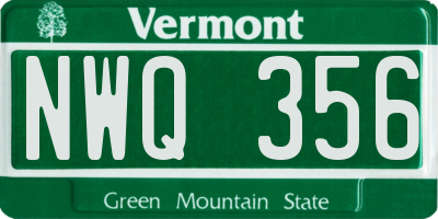 VT license plate NWQ356