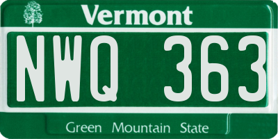 VT license plate NWQ363
