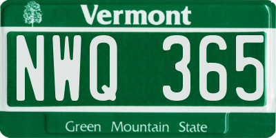 VT license plate NWQ365