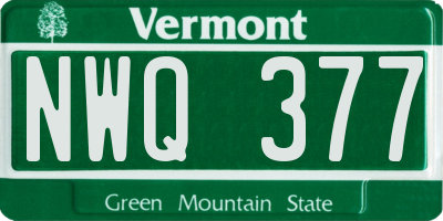 VT license plate NWQ377