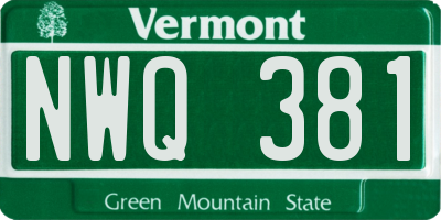 VT license plate NWQ381