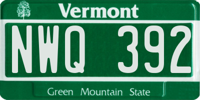 VT license plate NWQ392