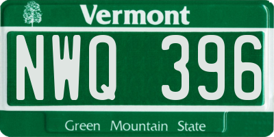 VT license plate NWQ396
