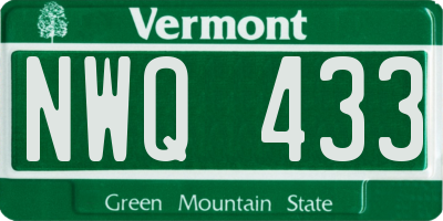 VT license plate NWQ433