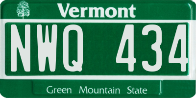 VT license plate NWQ434