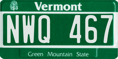 VT license plate NWQ467